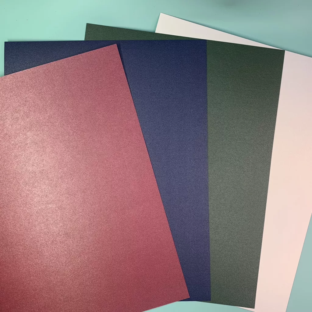 Red, Blue, Green and White Pearlescent Cardstock